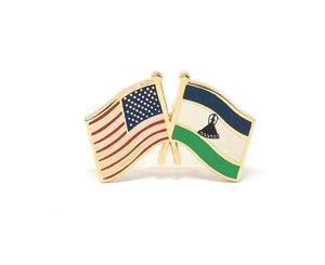 Lesotho & USA Friendship Flags Lapel Pin