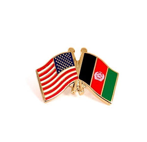 Afghanistan & USA Friendship Flags Lapel Pin