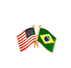 Brazil & USA Friendship Flags Lapel Pin
