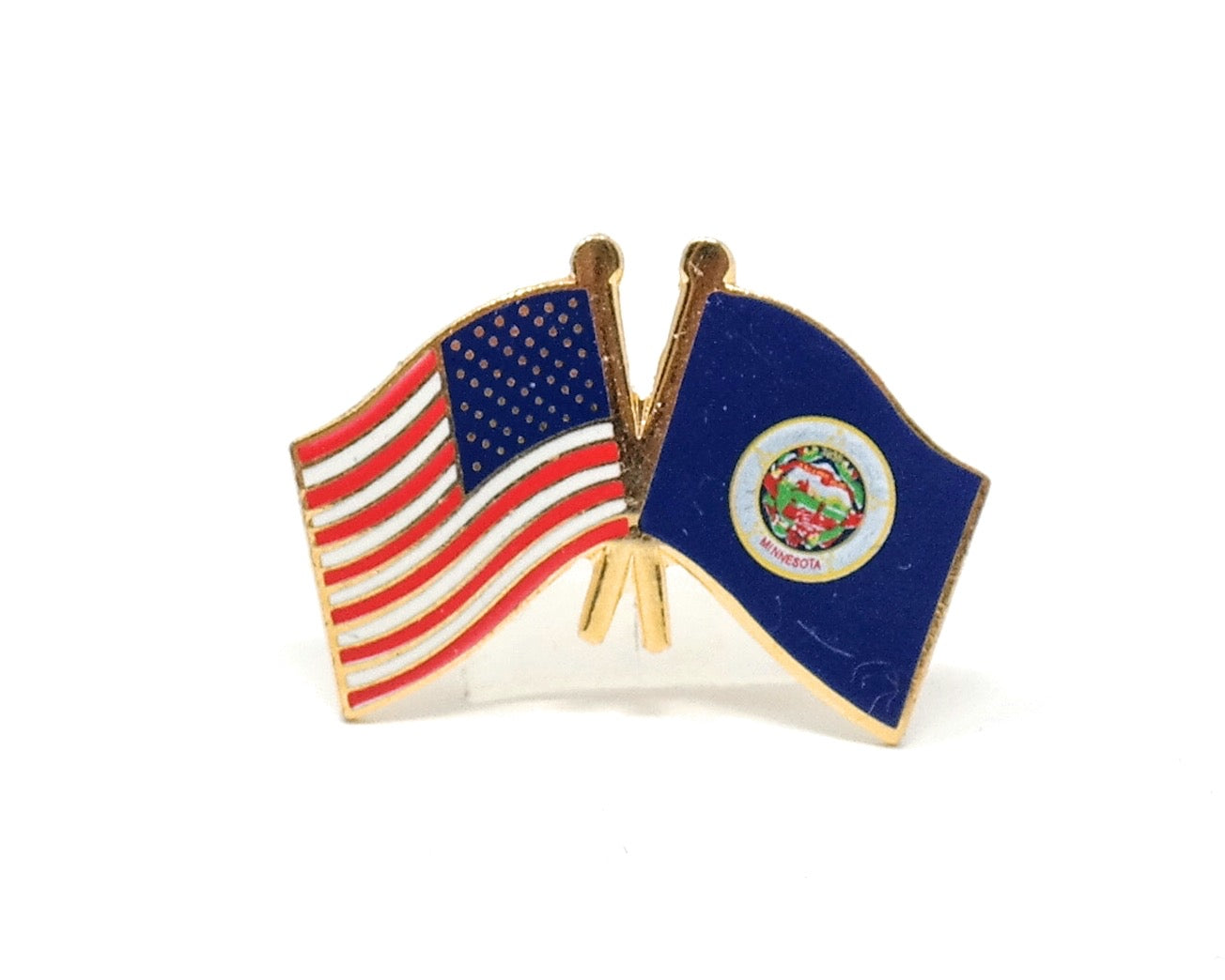 Minnesota State & USA Friendship Flags Lapel Pin