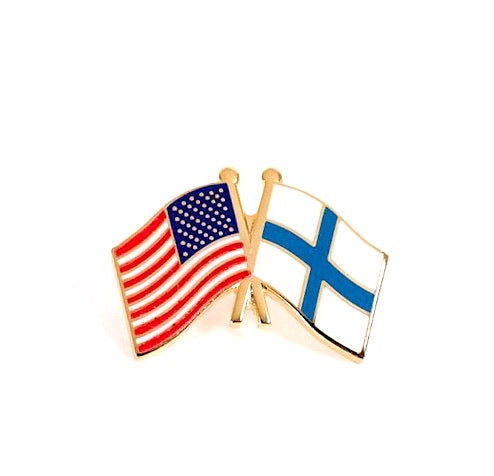 Finland & USA Friendship Flags Lapel Pin
