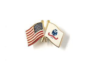 US Army & USA Friendship Flags Lapel Pin