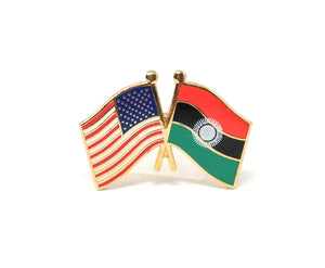 Malawi & USA Friendship Flags Lapel Pin