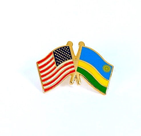 Rwanda & USA Friendship Flags Lapel Pin