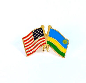 Rwanda & USA Friendship Flags Lapel Pin