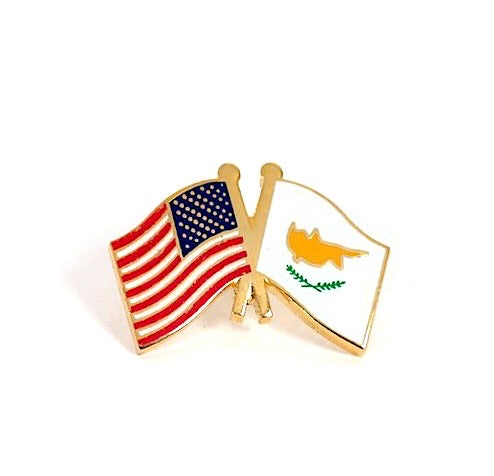 Cyprus & USA Friendship Flags Lapel Pin