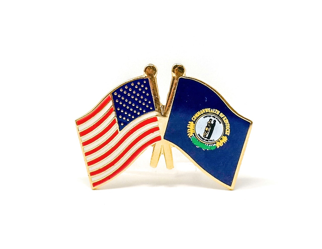 Virginia State & USA Friendship Flags Lapel Pin