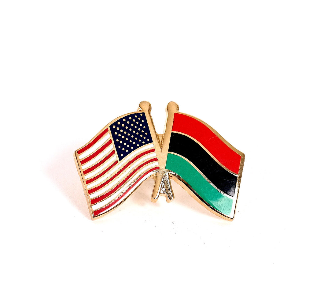 Afro-American & USA Friendship Flags Lapel Pin