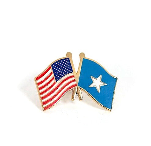 Somalia & USA Friendship Flags Lapel Pin