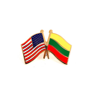 Lithuania & USA Friendship Flags Lapel Pin