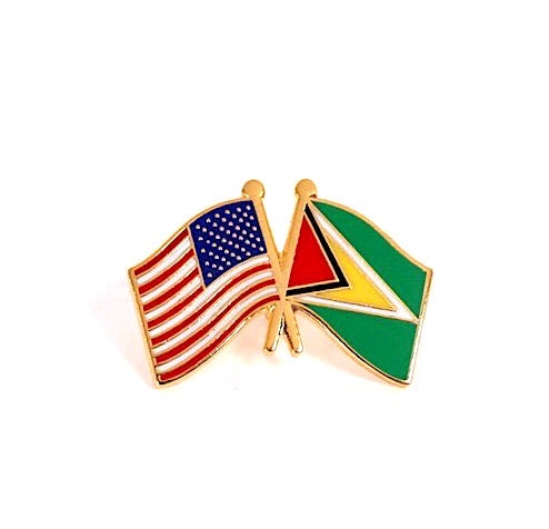 Guyana & USA Friendship Flags Lapel Pin