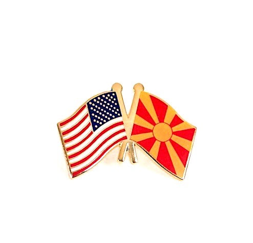 Macedonia & USA Friendship Flags Lapel Pin