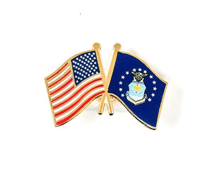 Air Force & USA Friendship Flags Lapel Pin