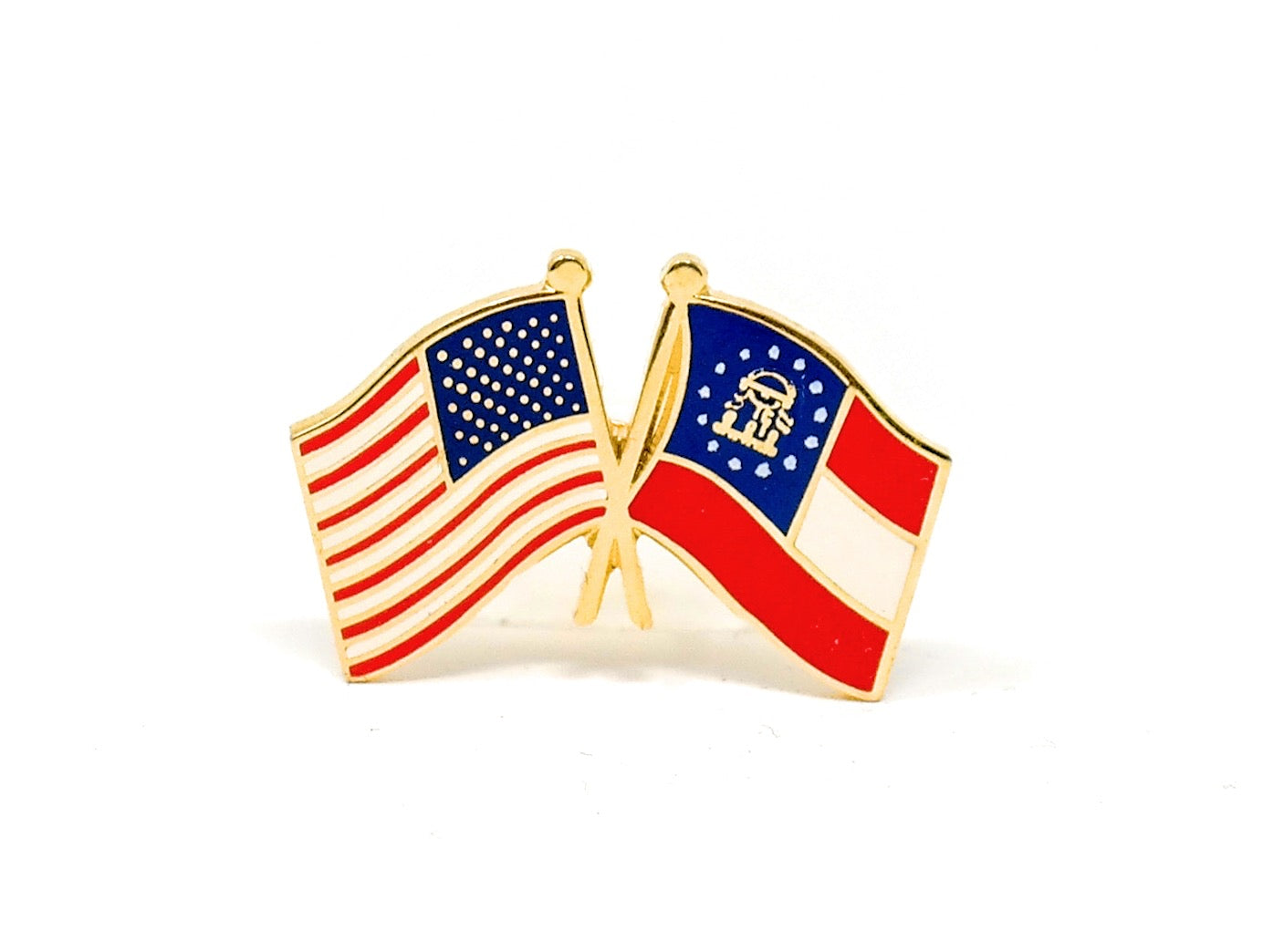 Georgia State & USA Friendship Flags Lapel Pin