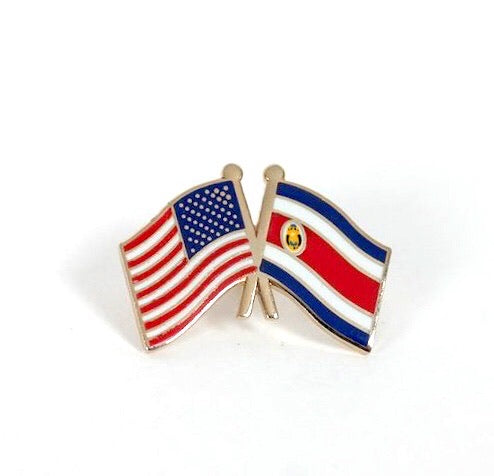 Costa Rica & USA Friendship Flags Lapel Pin