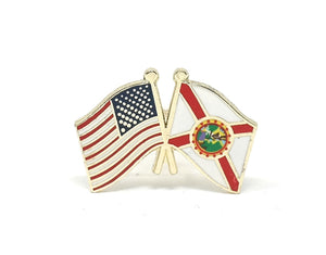 Florida State & USA Friendship Flags Lapel Pin