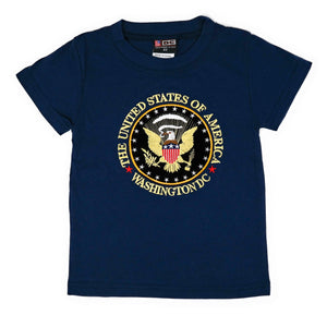 Presidential Seal Embroidered Unisex Kid’s T-shirt navy blue