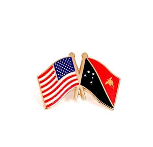 Papua New Guinea & USA Friendship Flags Lapel Pin