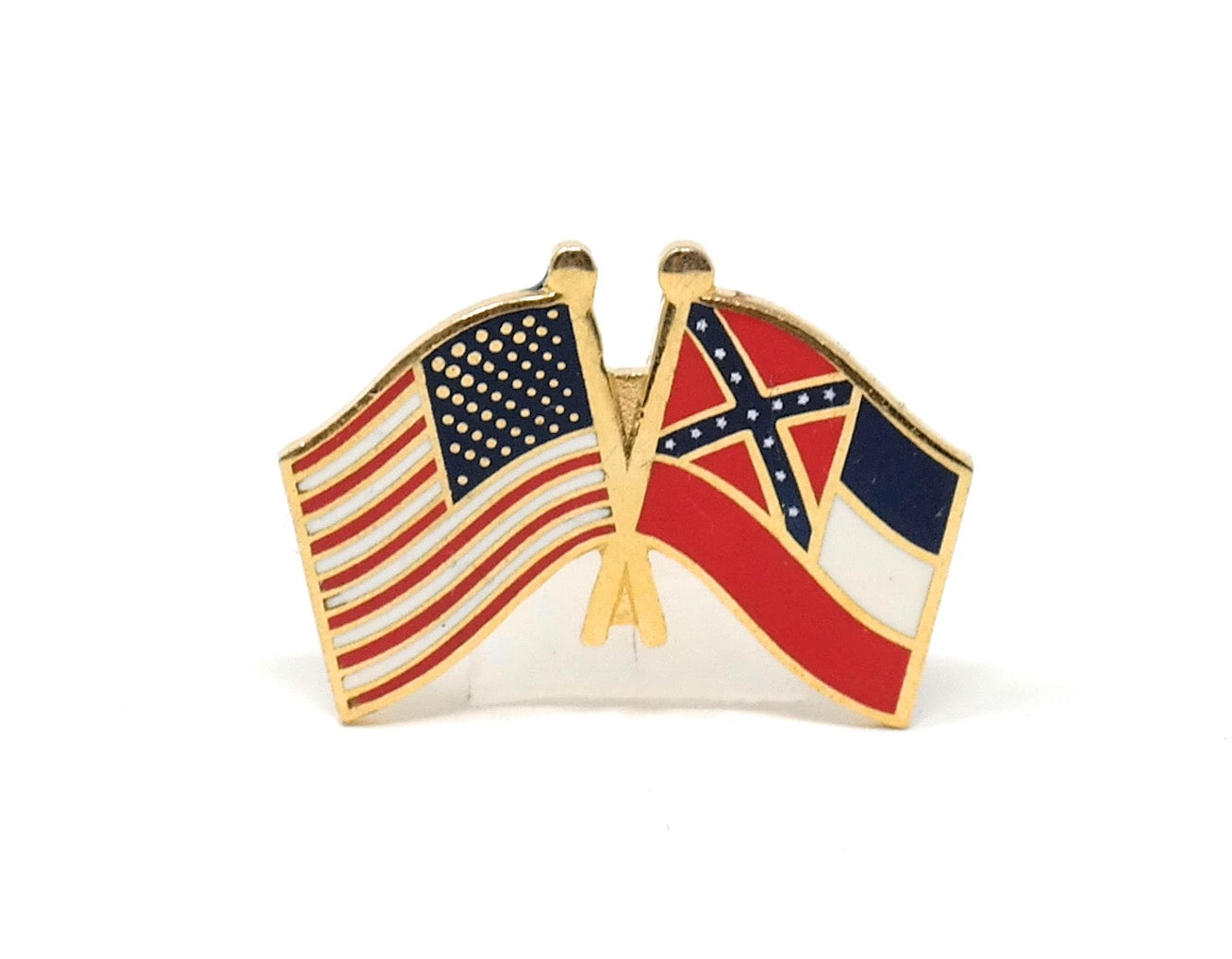 Mississippi State & USA Friendship Flags Lapel Pin