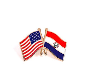 Paraguay & USA Friendship Flags Lapel Pin