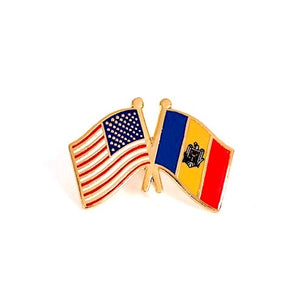 Moldova & USA Friendship Flags Lapel Pin