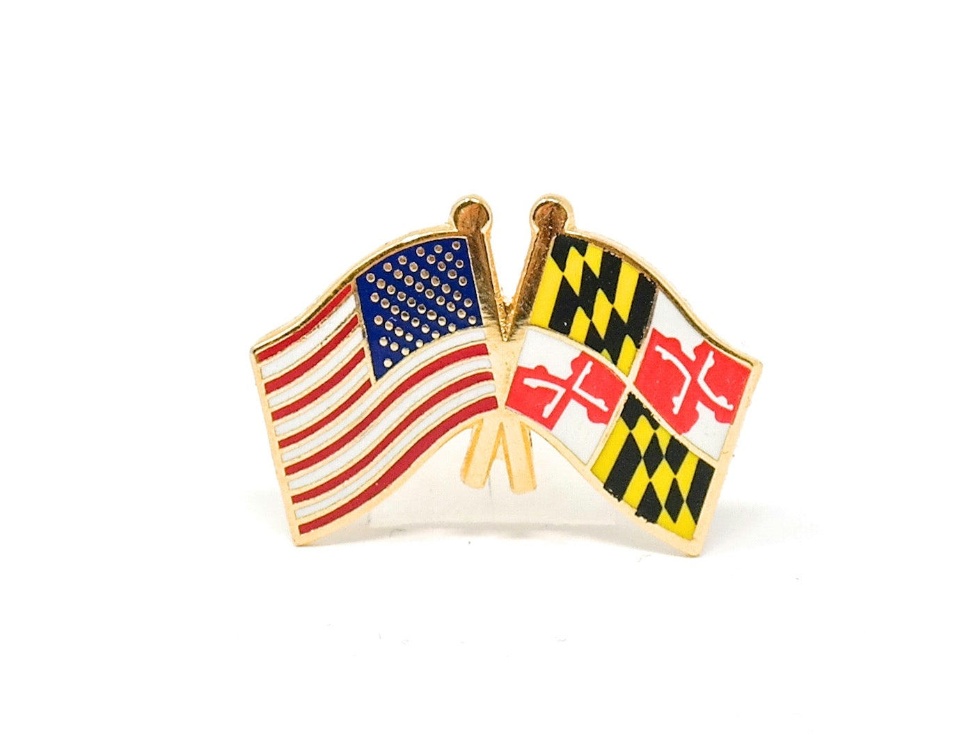 Maryland State & USA Friendship Flags Lapel Pin
