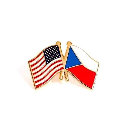 Czech Republic & USA Friendship Flags Lapel Pin