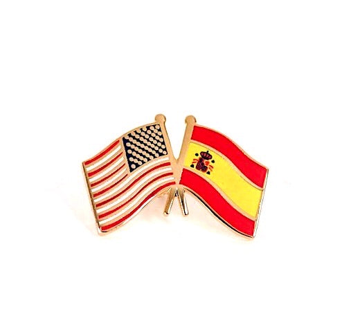 Spain & USA Friendship Flags Lapel Pin