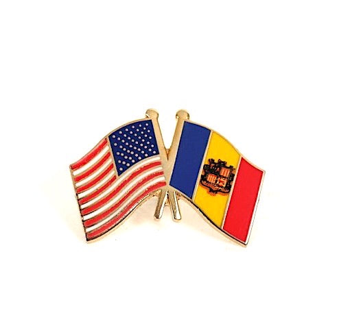 Andorra & USA Friendship Flags Lapel Pin