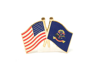 North Dakota State & USA Friendship Flags Lapel Pin