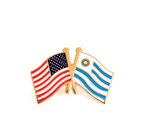 Uruguay & USA Friendship Flags Lapel Pin