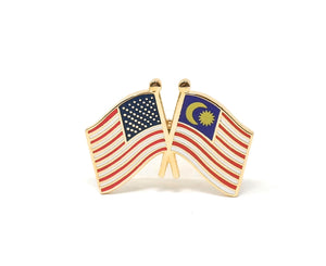 Malaysia & USA Friendship Flags Lapel Pin