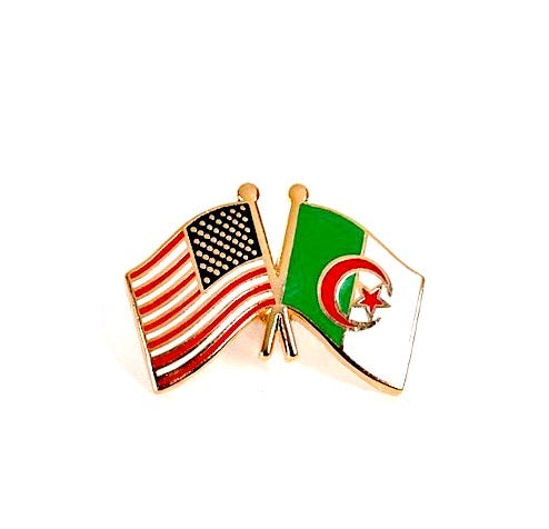 Algeria & USA Friendship Flags Lapel Pin
