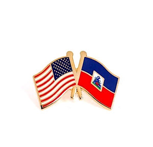 Haiti & USA Friendship Flags Lapel Pin