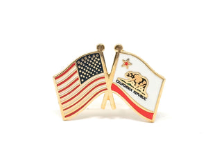 California State & USA Friendship Flags Lapel Pin
