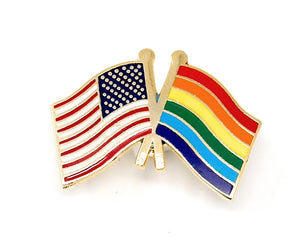 Rainbow Flag & USA Friendship Lapel Pin