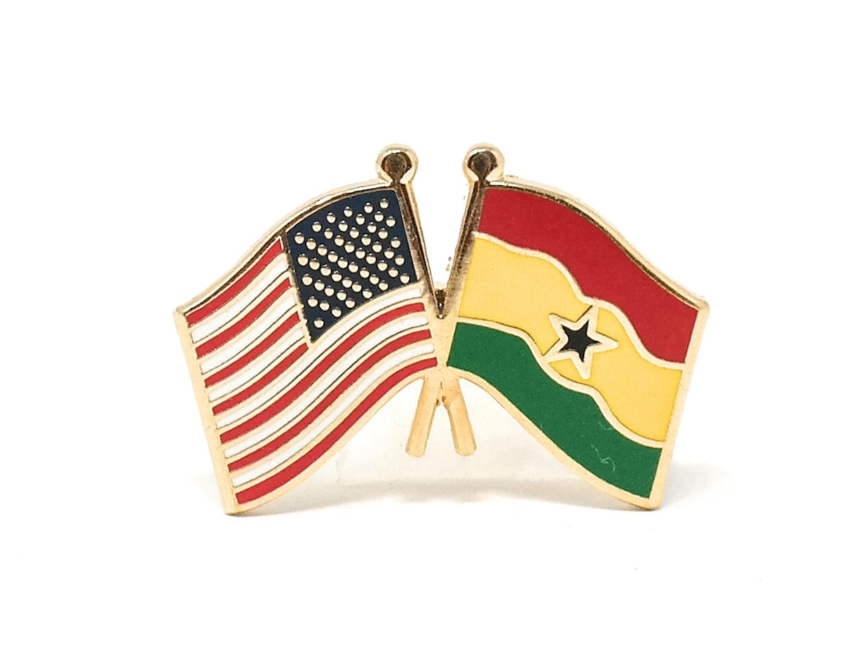 Ghana & USA Friendship Flags Lapel Pin