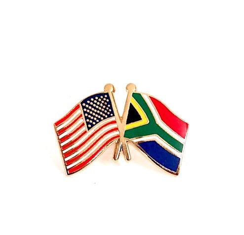 South Africa & USA Friendship Flags Lapel Pin
