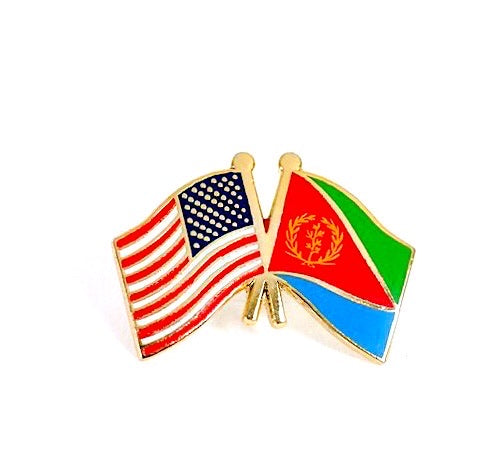 Eritrea & USA Friendship Flags Lapel Pin