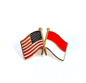Indonesia & USA Friendship Flags Lapel Pin