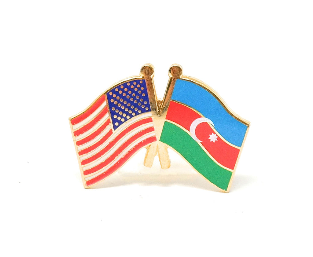 Azerbaijan & USA Friendship Flags Lapel Pin