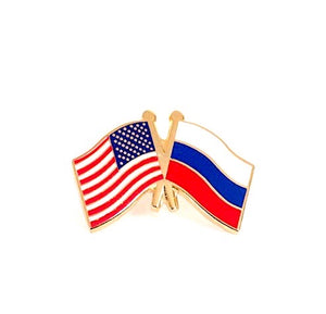 Russia &USA Friendship Flags Lapel Pin