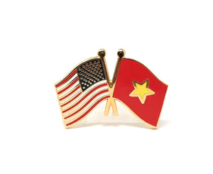 Vietnam & USA Friendship Flags Lapel Pin