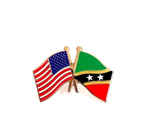St. Kitts-Navis & USA Friendship Flags Lapel Pin