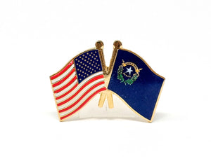 Nevada State & USA Friendship Flags Lapel Pin