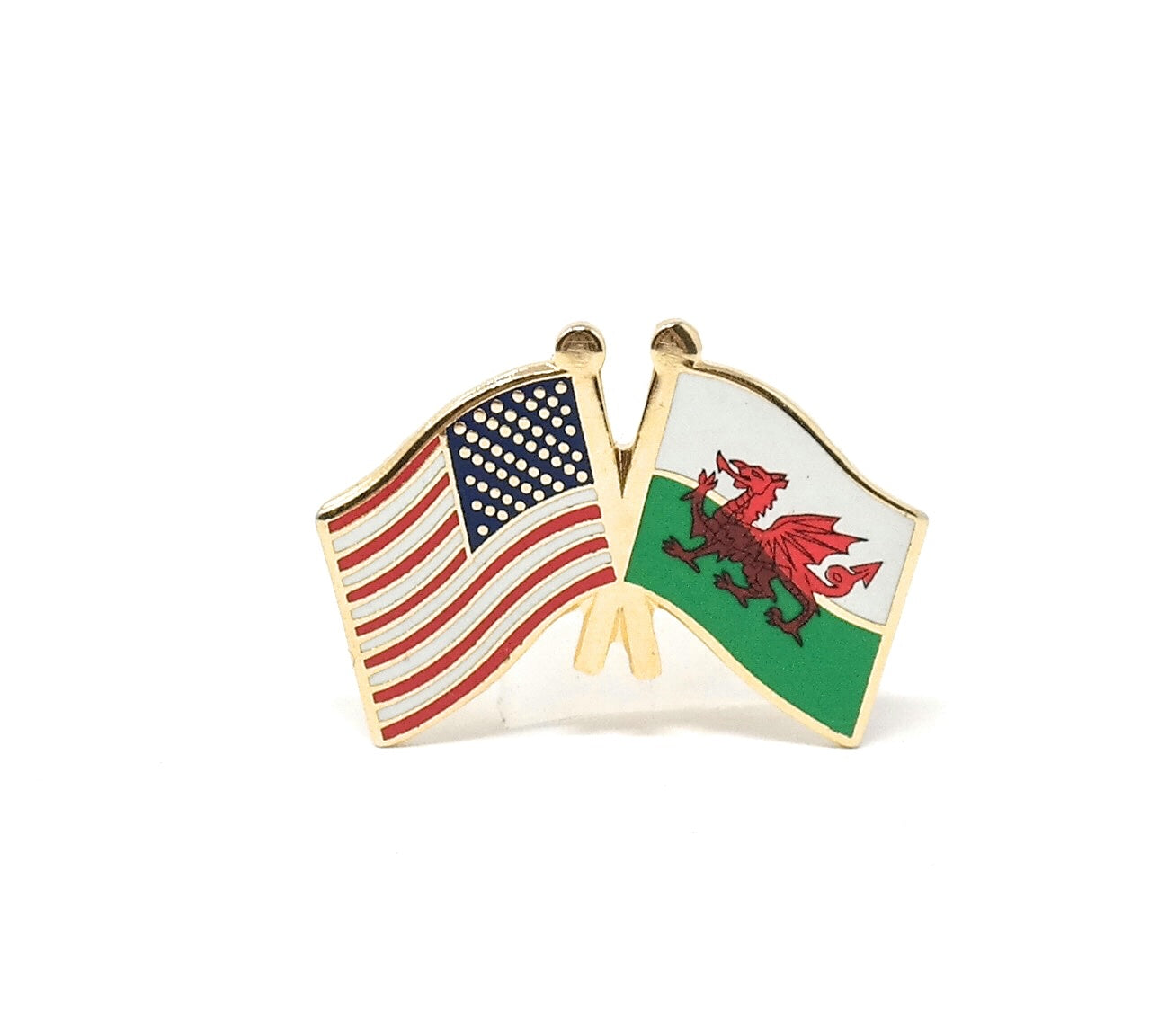 Wales & USA Friendship Flags Lapel Pin