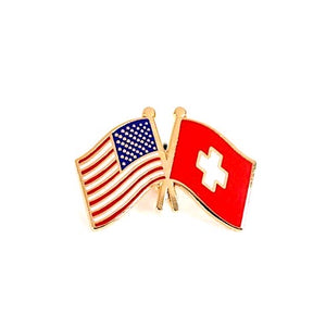 Switzerland & USA Friendship Flags Lapel Pin