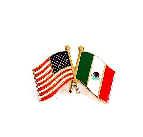 Mexico & USA Friendship Flags Lapel Pin