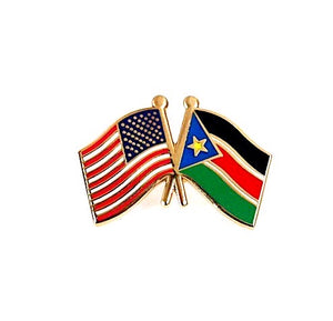 South Sudan & USA Friendship Flags Lapel Pin