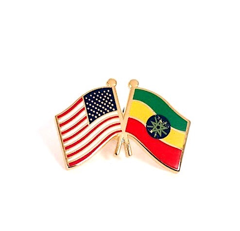 Ethiopia & USA Friendship Flags Lapel Pin